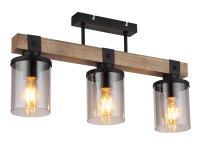 GLOBO Stropní svítidlo LILA černá/tm.hnědá/kouřová E27 60 W 520 x 100 x 286 mm