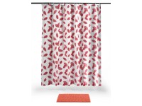 baliv Sada koupelnového závěsu a rohožky červeno/oranžová