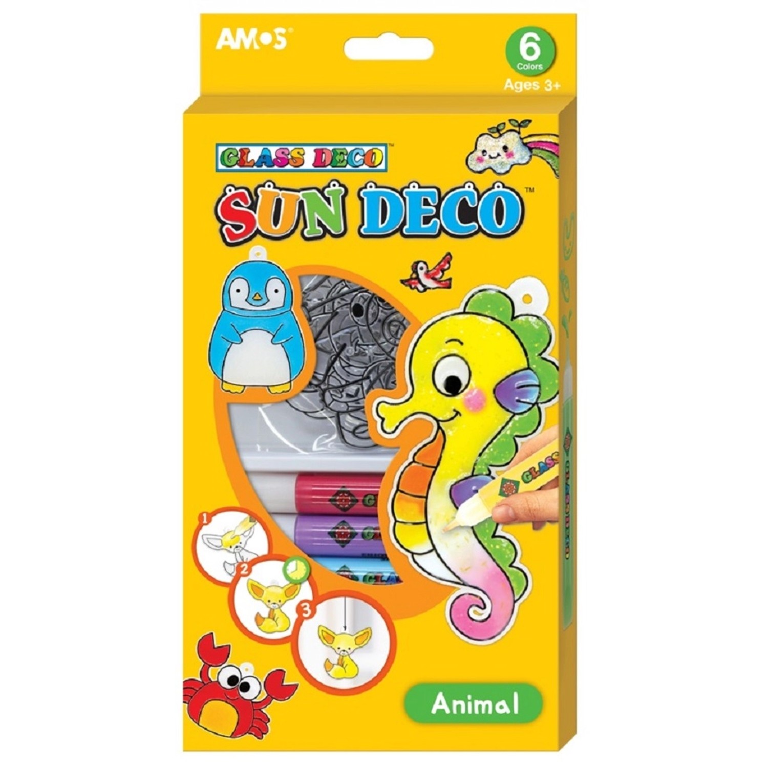 Amos Sada barev na sklo Zvířátka 6 x 10,5 ml + 6 sklíček