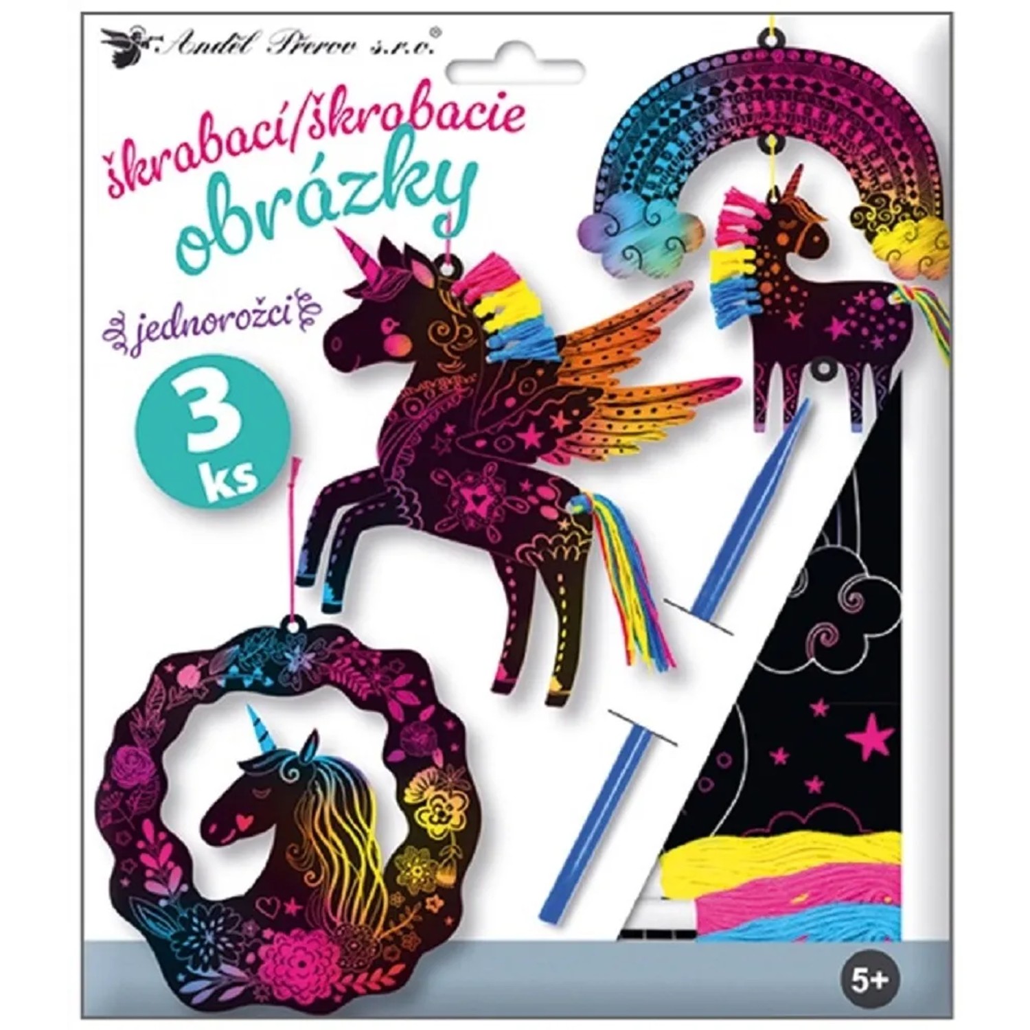 Anděl Přerov Sada škrábacích obrázků s přísluš., jednorožci, 19 x 22 cm