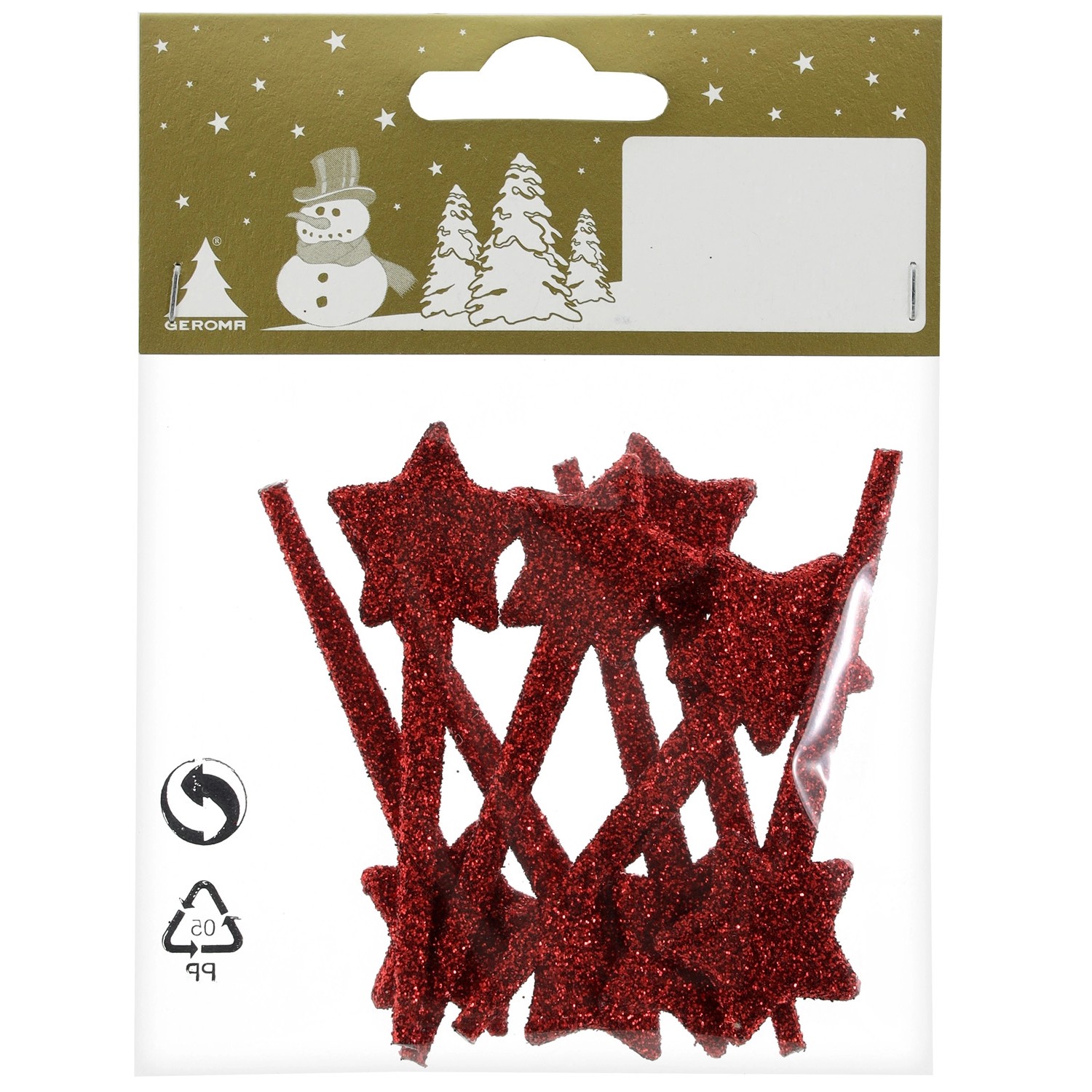 Vánoční dekorace hvězdy, třpytivá červená, 8 ks