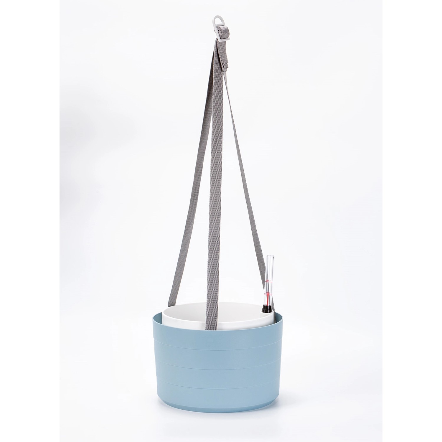 Plastia Samozavlažovací závěsná žardina Berberis šedomodrá+bílá pr. 30 x 19,8 cm