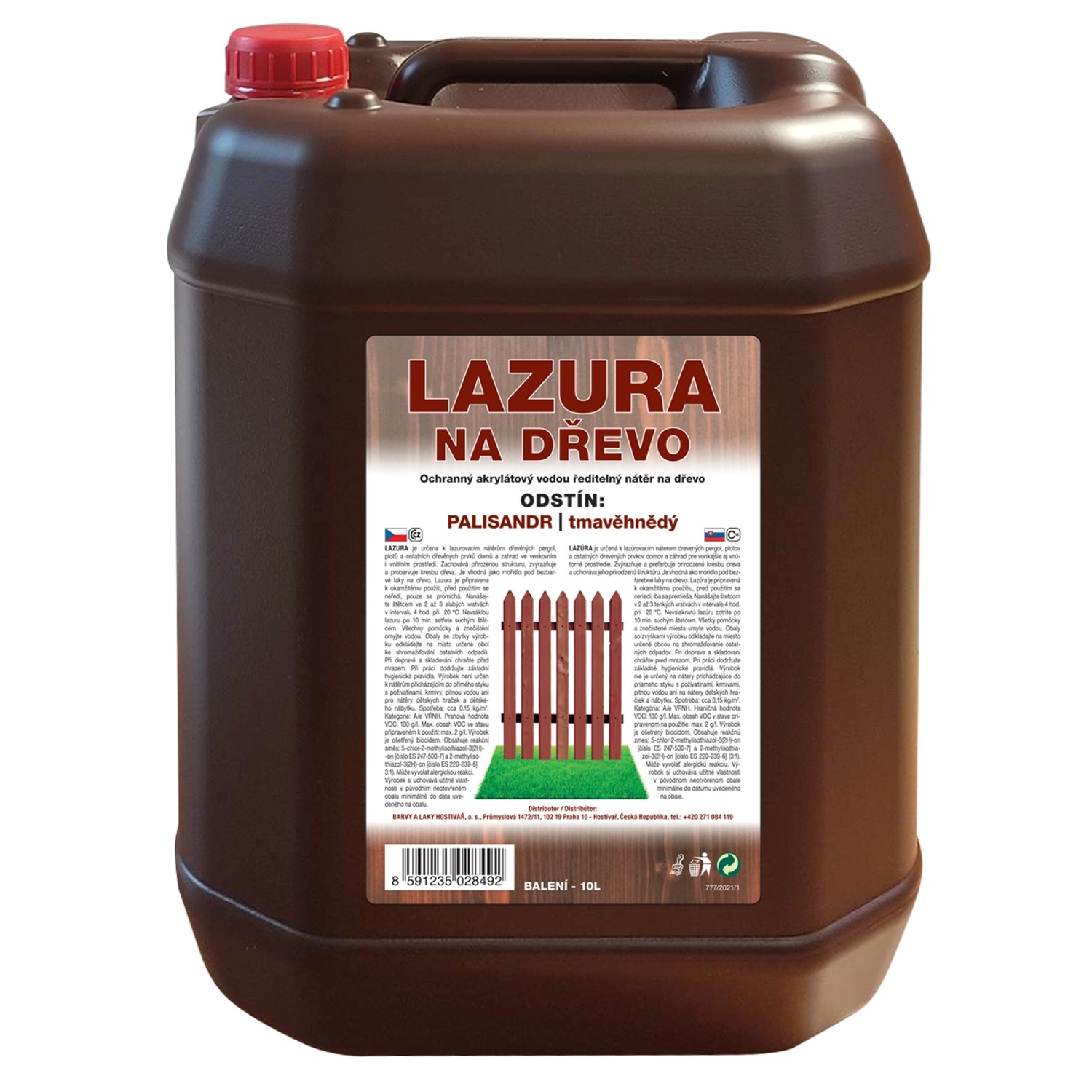 Barvy a Laky Lazura na dřevo palisandr 10 l