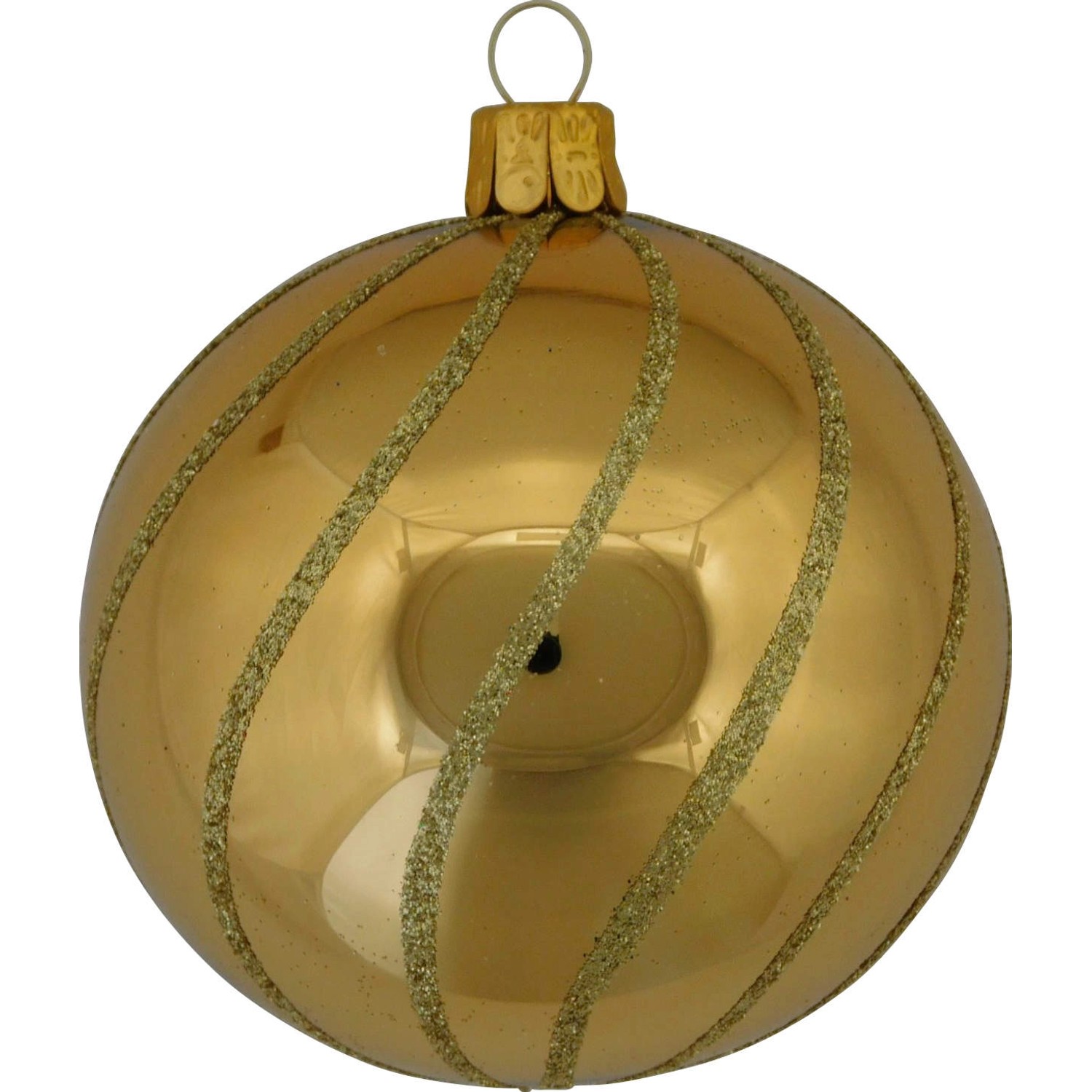 ORNEX Vánoční ozdoba skleněná koule se zlatými linkami zlatá, 8 cm