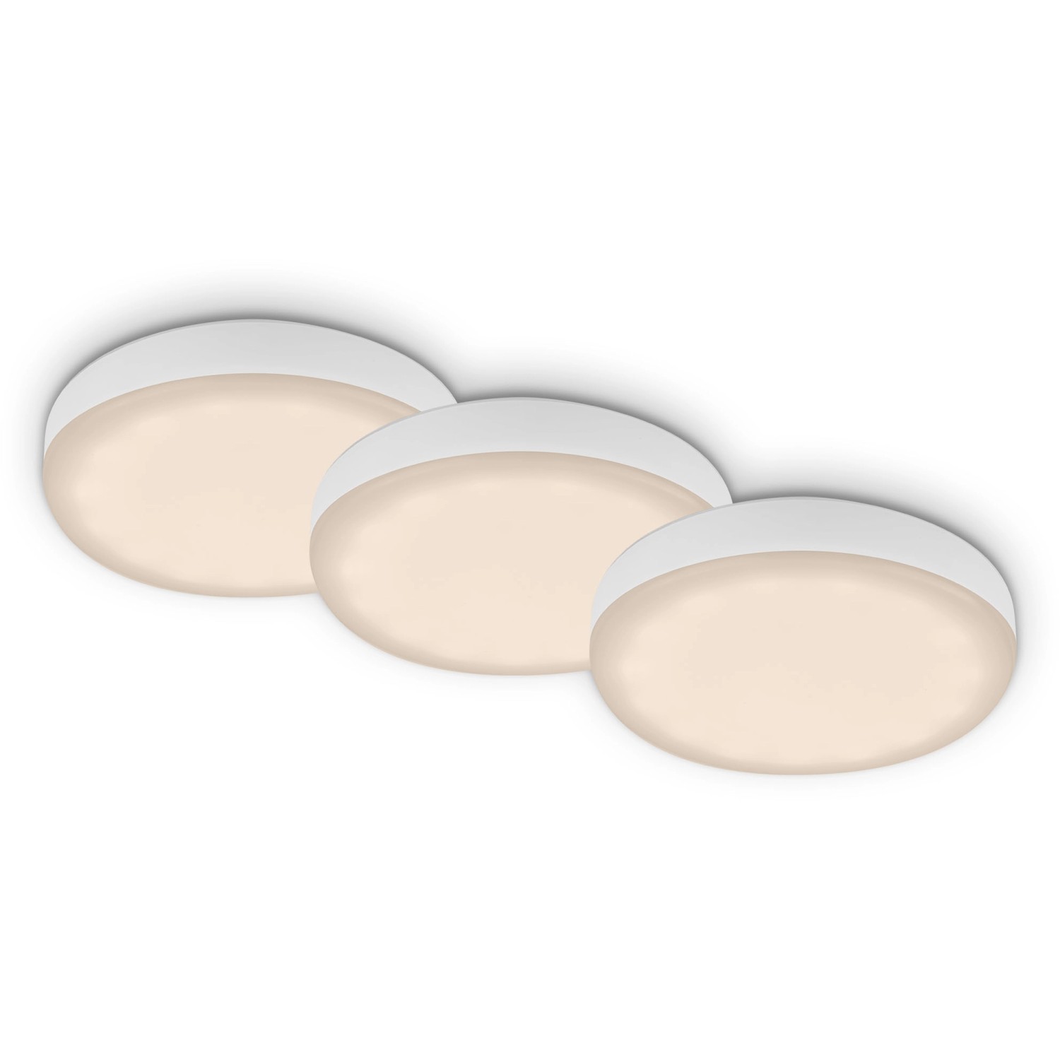 BRILONER Přisazené LED svítidlo PLATINE 3W 350lm 3000K IP44 pr. 75 x 35 mm, 3 ks