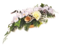 Podzimní dušičková dekorace gladiola a růže, 60 x 30 cm