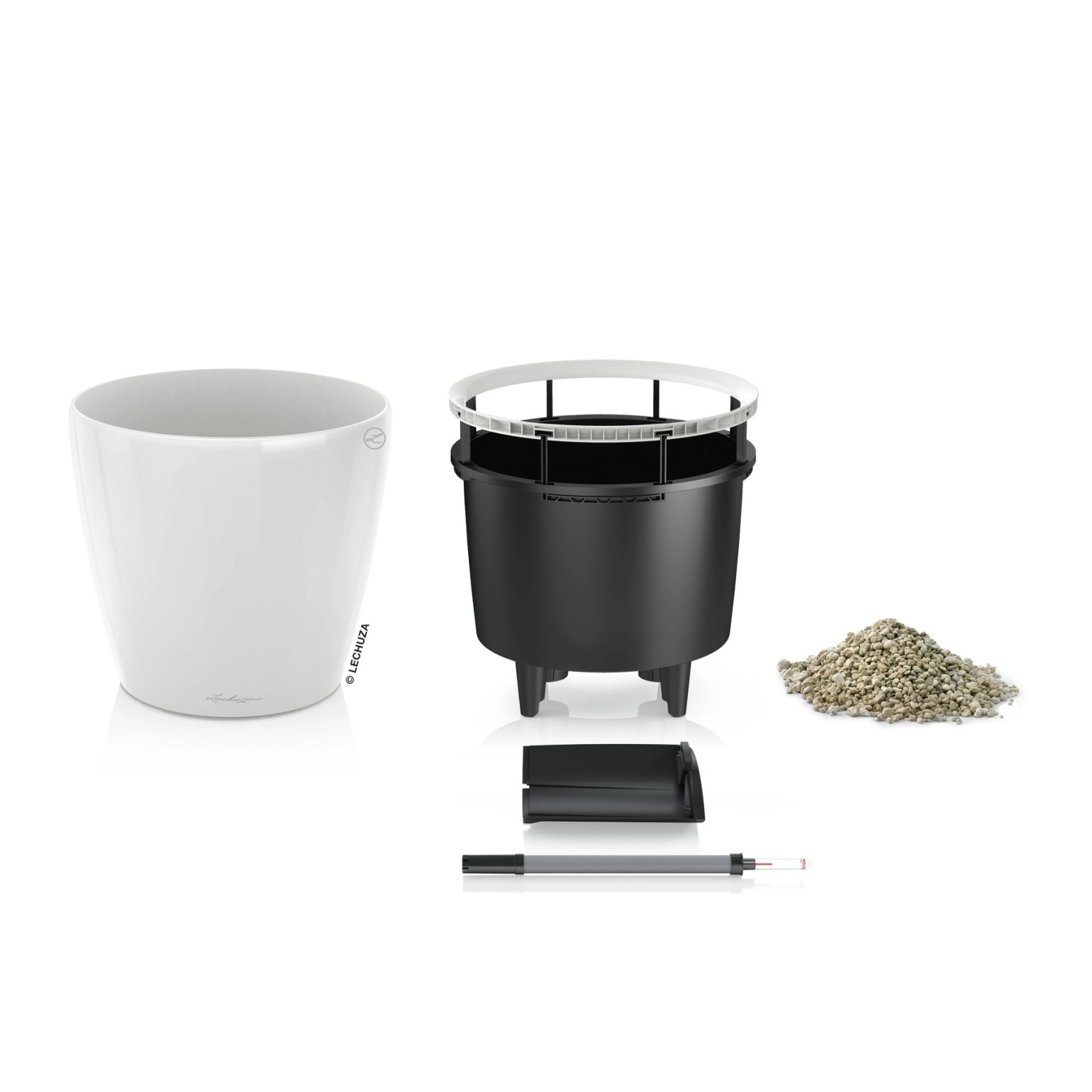 Lechuza Květináč Classico LS 28, bílá vysoce lesklá, pr. 28 x 26 cm