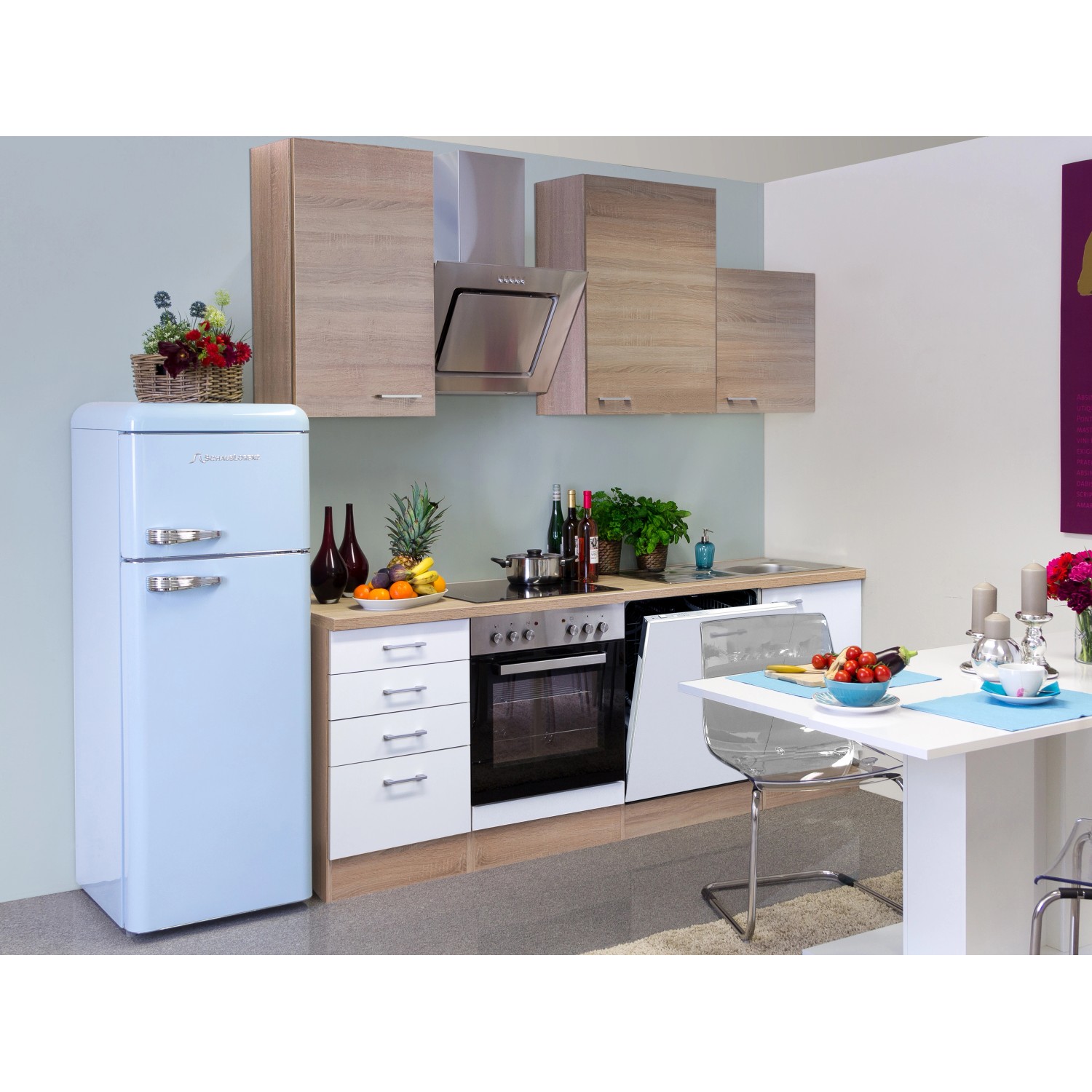 Flex-Well Kuchyně Florida 220 cm/typ 2 - trouba/varná deska/digestoř/myčka