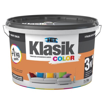 HET Klasik COLOR Tónovaná interiérová barva KC 0747 oranžová pomerančová 7 + 1kg