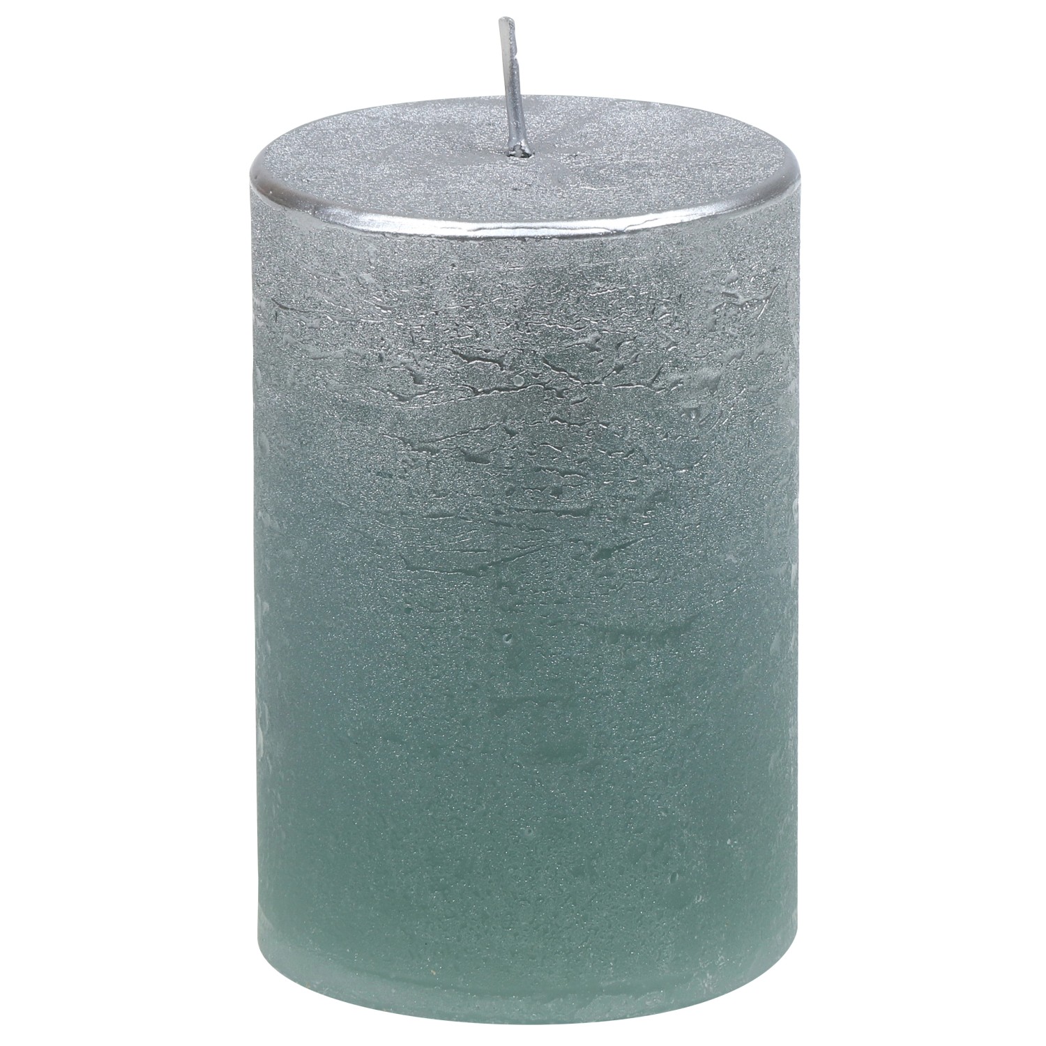 Steinhart Válcová svíčka "Foggy", šalvějová/stříbrná, pr. 6,8 x 10 cm
