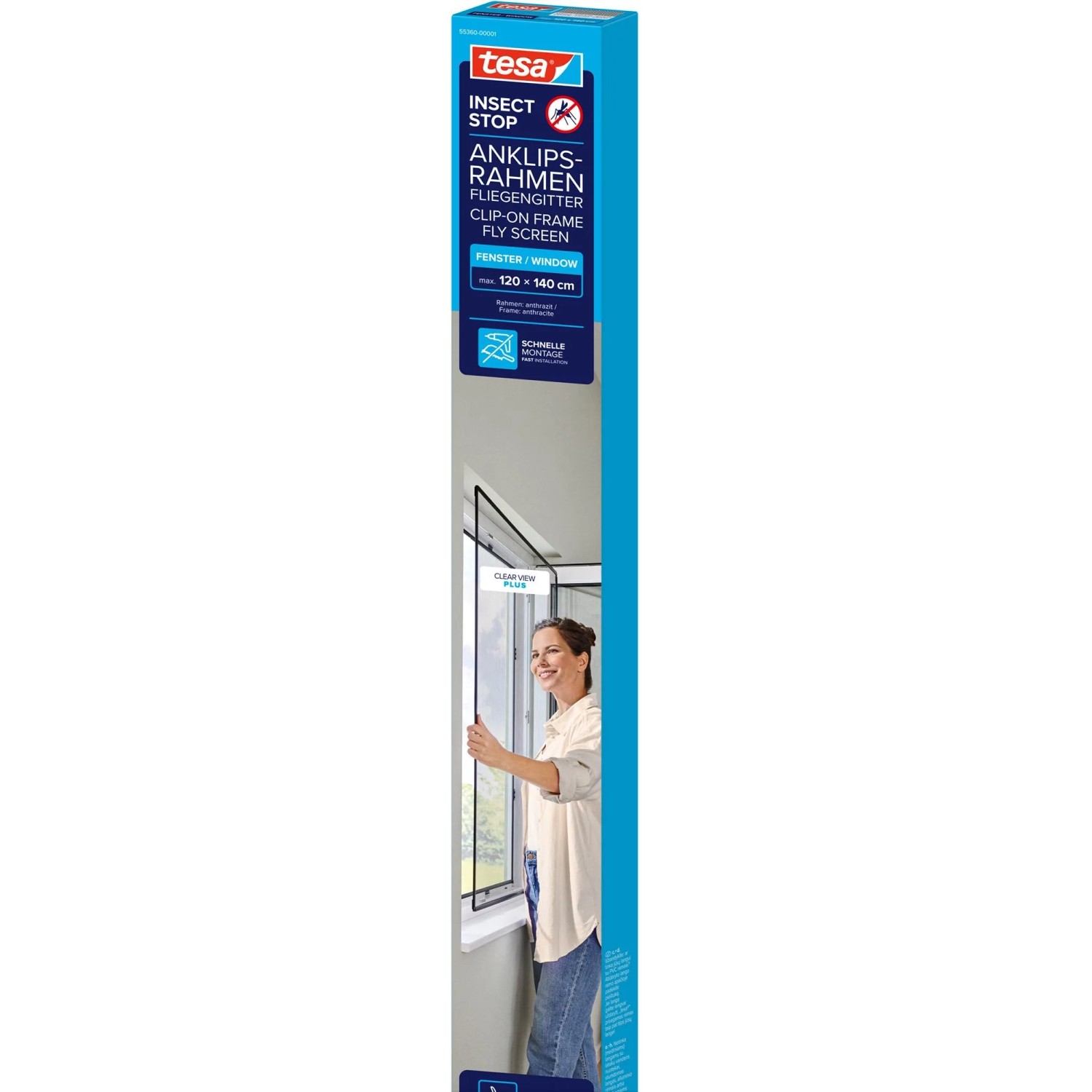 tesa Rámeček proti hmyzu Insect Stop Clip-on antracitový 1,2 x 1,4 m