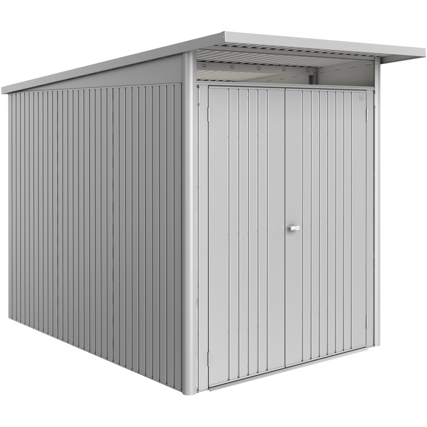 Biohort Plechový domek AvantGarde ECO A3 2křídlé dveře stříbrná 180x300x218 cm