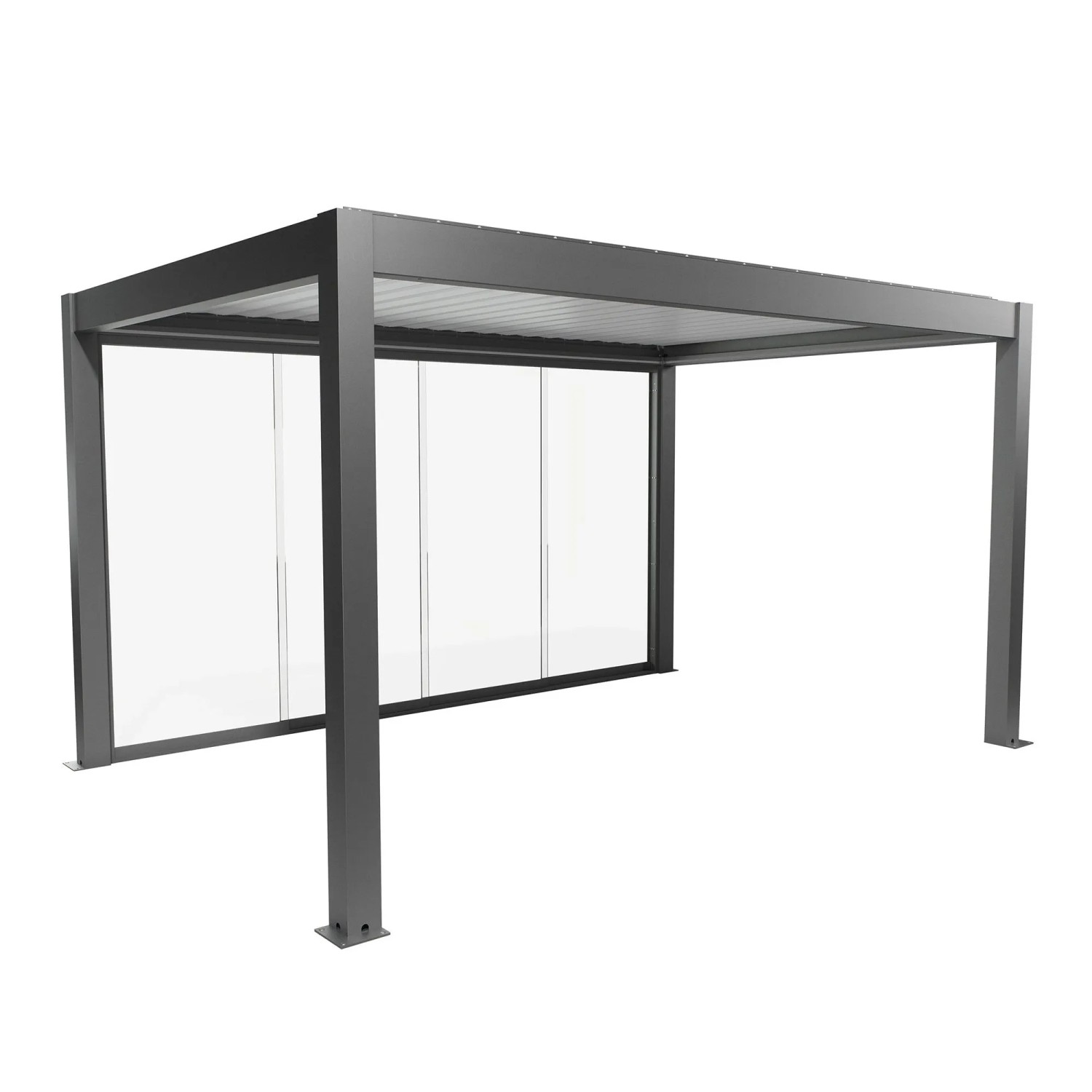 Biohort Posuvná stěna z čirého skla pro stranu pergoly 4,5 m křemenově šedá