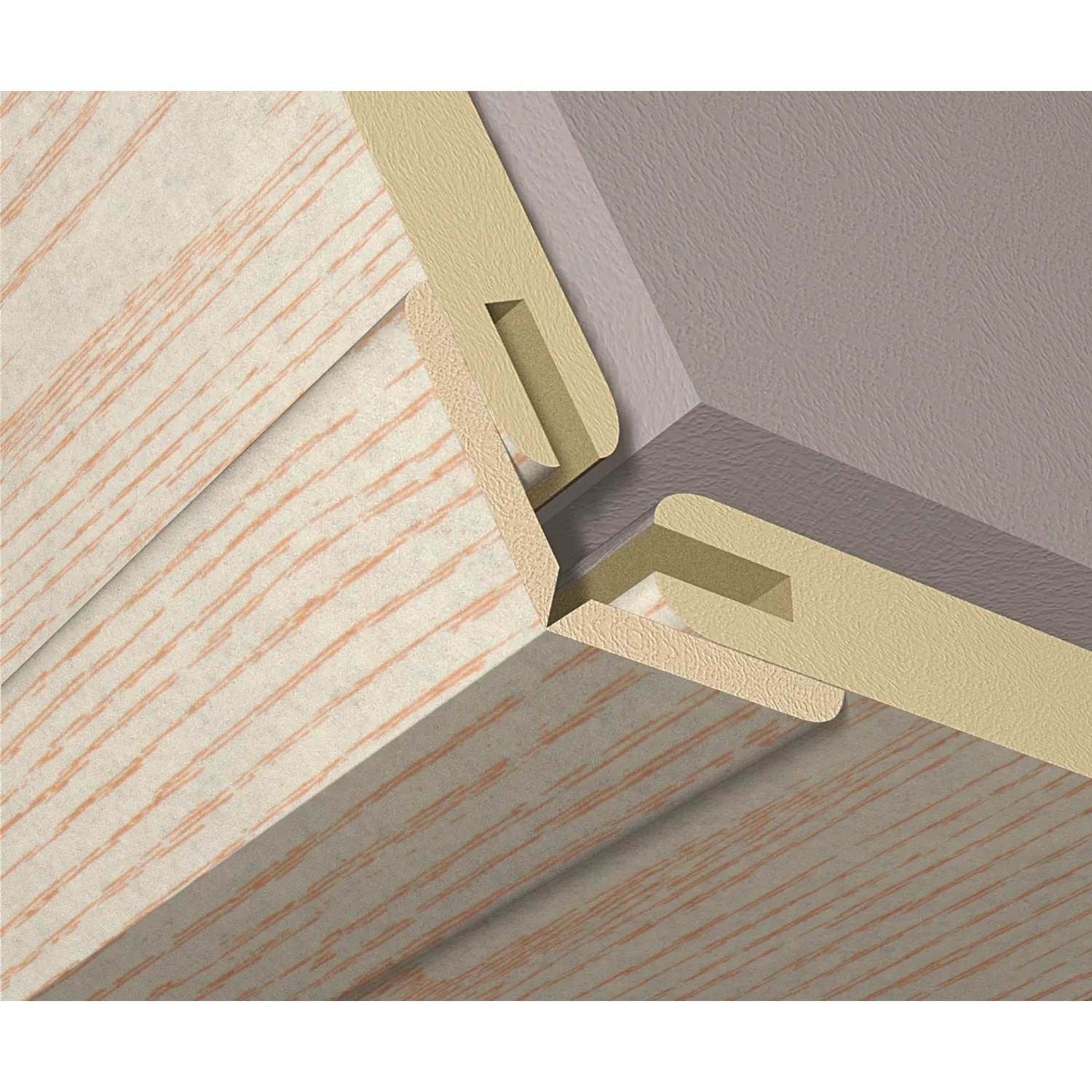 Skládací lišta, bílá, jasan, 22 x 22 x 2600 mm