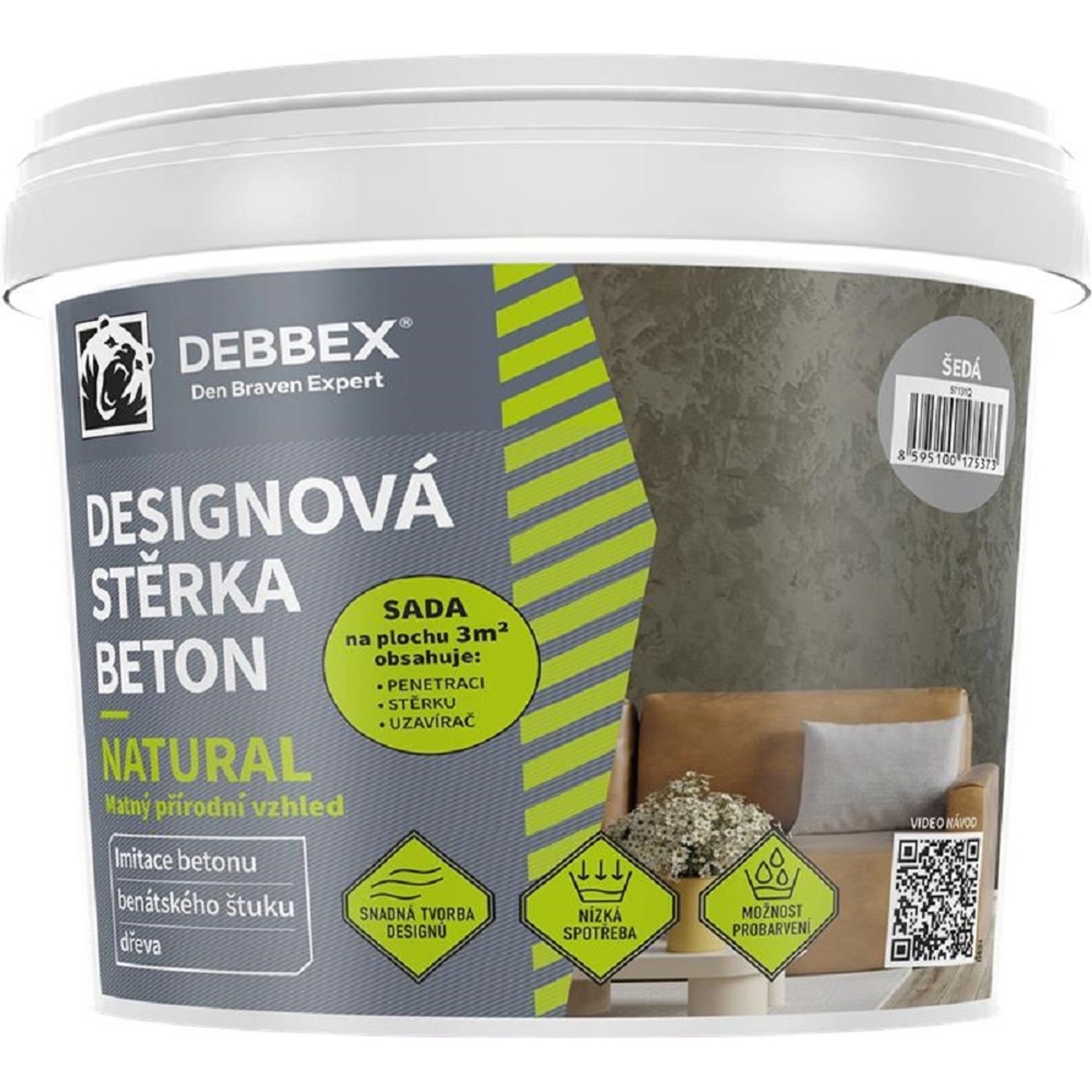 Den Braven Designová stěrka BETON NATURAL, šedá, 5 kg