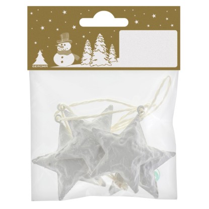 4 závěsné hvězdy z kovu bílé 5 cm