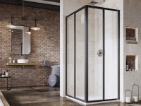 RAVAK Sprchový kout Supernova SRV2+SRV2, černá + transparent, 80 x 80 x 195 cm