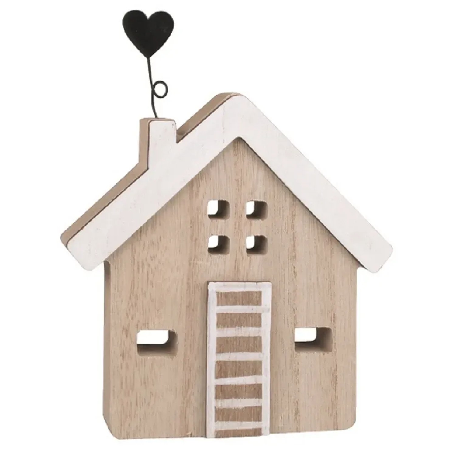 Dekorace Domek s kovovým srdcem dřevěný na postavení 13 x 15 x 2 cm Anděl Přerov s.r.o.