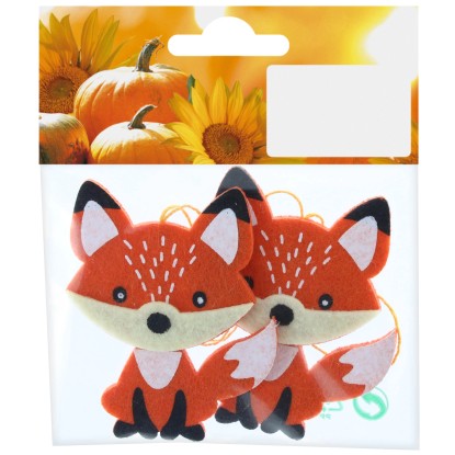 Podzimní závěsná dekorace lišky z filcu 8 cm, 2 ks