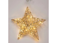 Vánoční dekorace hvězda železná 20 LED teplá bílá, zlatá, pr. 30 x 8 cm