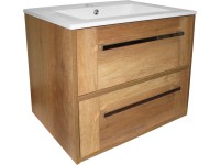 A-Interiéry Koupelnová skříňka s keramickým umyvadlem Valmont 60, dub country