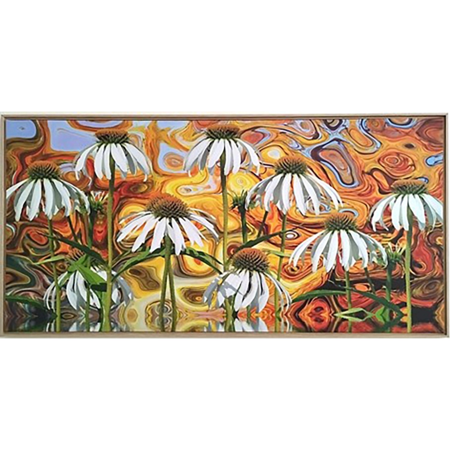 Bondecor Obraz, MDF rám, SHADOW Kopretiny 51 x 102 cm