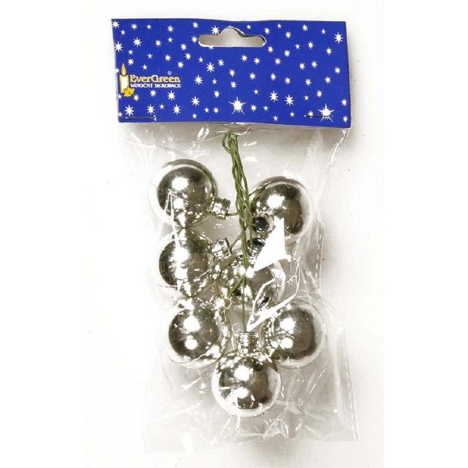 EverGreen Kouličky na drátku 7 ks, stříbrná, pr. 3 cm