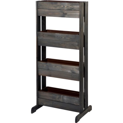 Dobar Vertikální záhon ze dřeva se 4 truhlíky, antracit 125 x 55 x 44 cm FSC