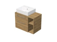 INTEDOOR Koupel.skříň+umyvadlo BEE, úchyt chrom, 80cm, regál vpravo, dub Hickory