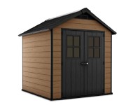Keter Plastový zahradní domek Newton 757, mahagon/antracit, 228 x 223,5 x 252 cm