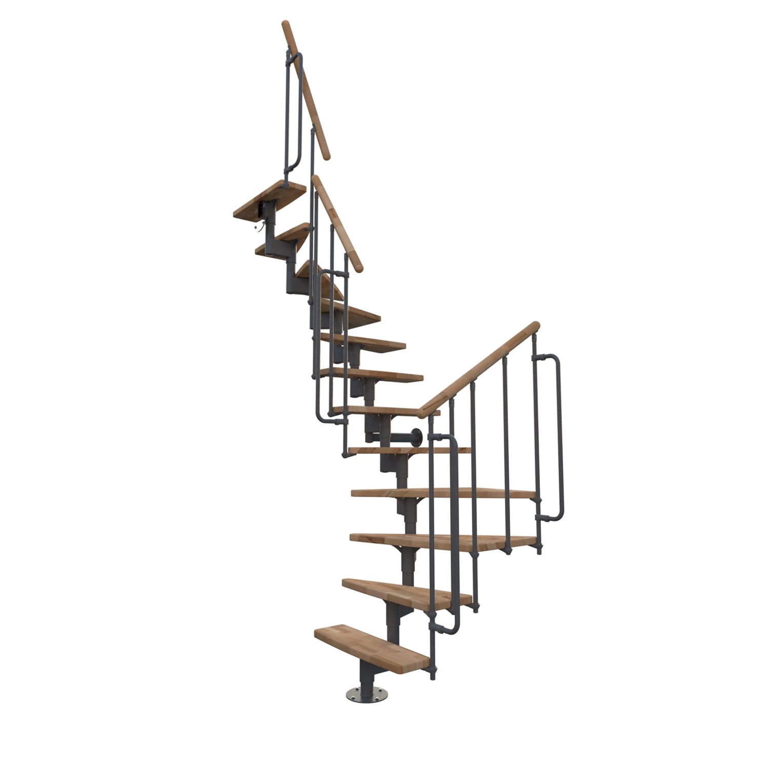 Minka STAIRS Lomené modulové schodiště Joker 180° buk/šedá, 304,2 cm