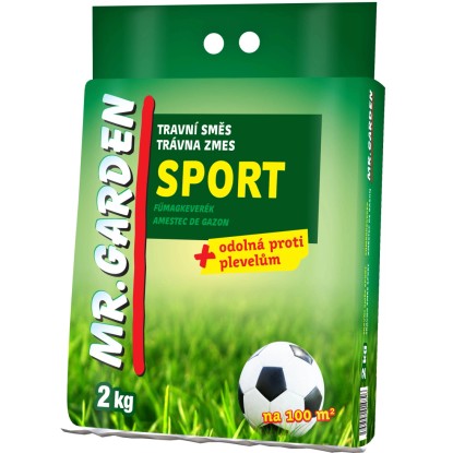 Balení travního semene Mr. Garden Sport, 2 kg pro 100 m² trávníku.