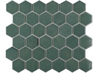 Euro Stone Keramická mozaika Castello Hexagon tmavě zelená 32 x 28 cm