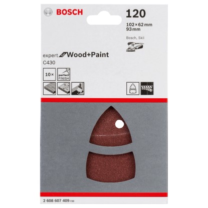 Sada brusných listů Bosch C430, zrnitost 120, 10 kusů pro multibrusky.