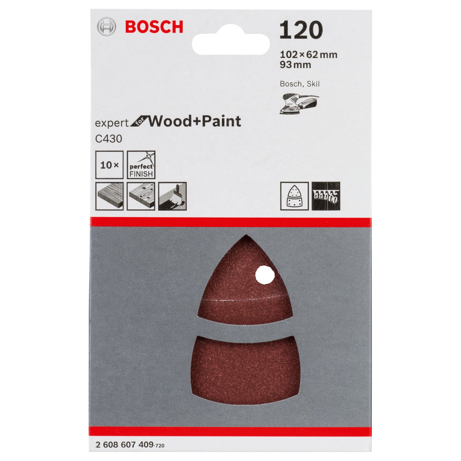 Bosch Papír brusný G 120 sada 10 ks, 102 x 62 mm