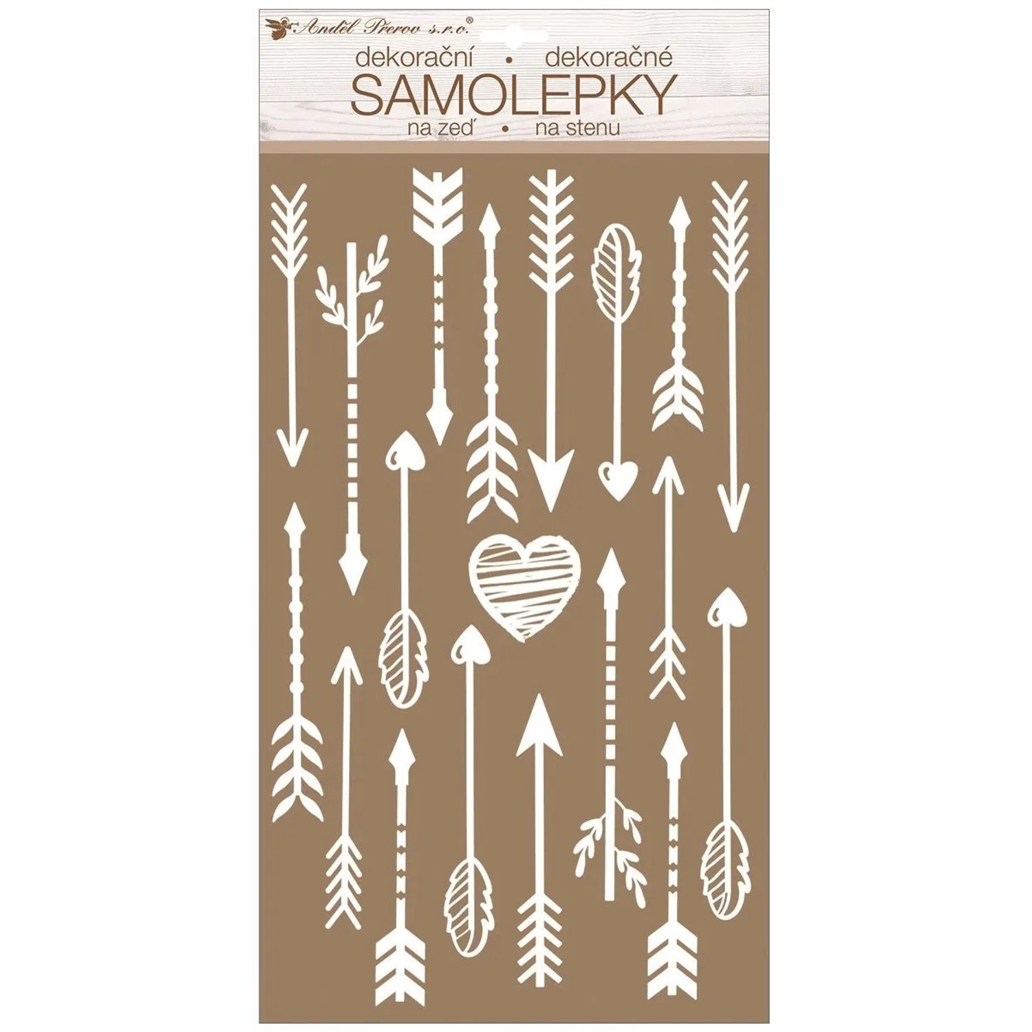 Anděl Přerov Samolepky na zeď s glitry Bílé šípy 24 x 47,5 cm