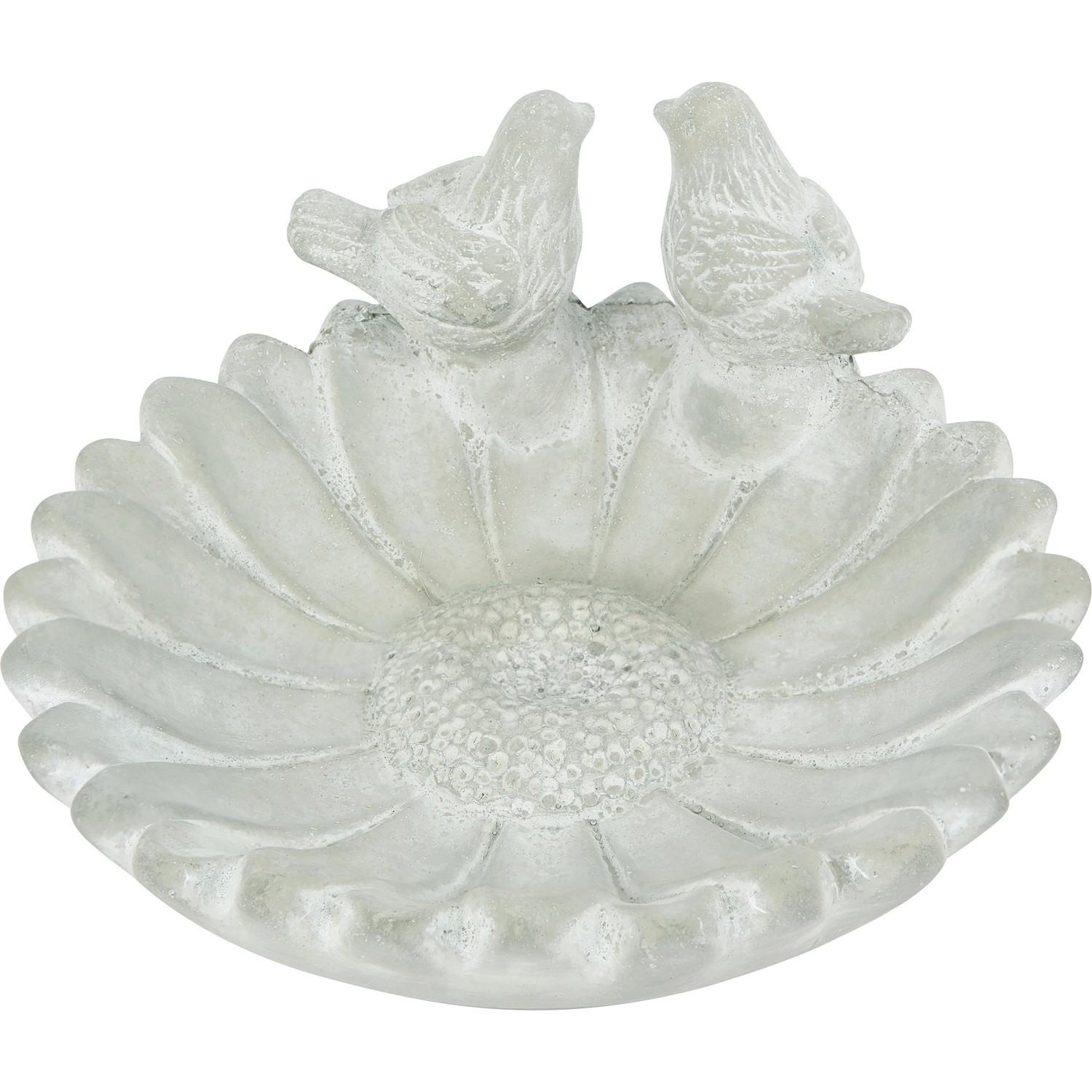 Ptačí pítko z cementu květina, šedá, pr. 20,5 x 9 cm