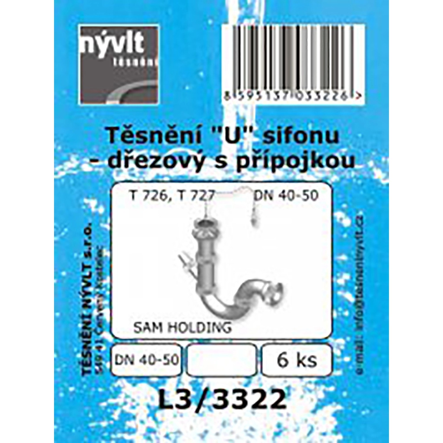 Sada těsnění k sifonu DN40-50 -T726, T727, 6 ks