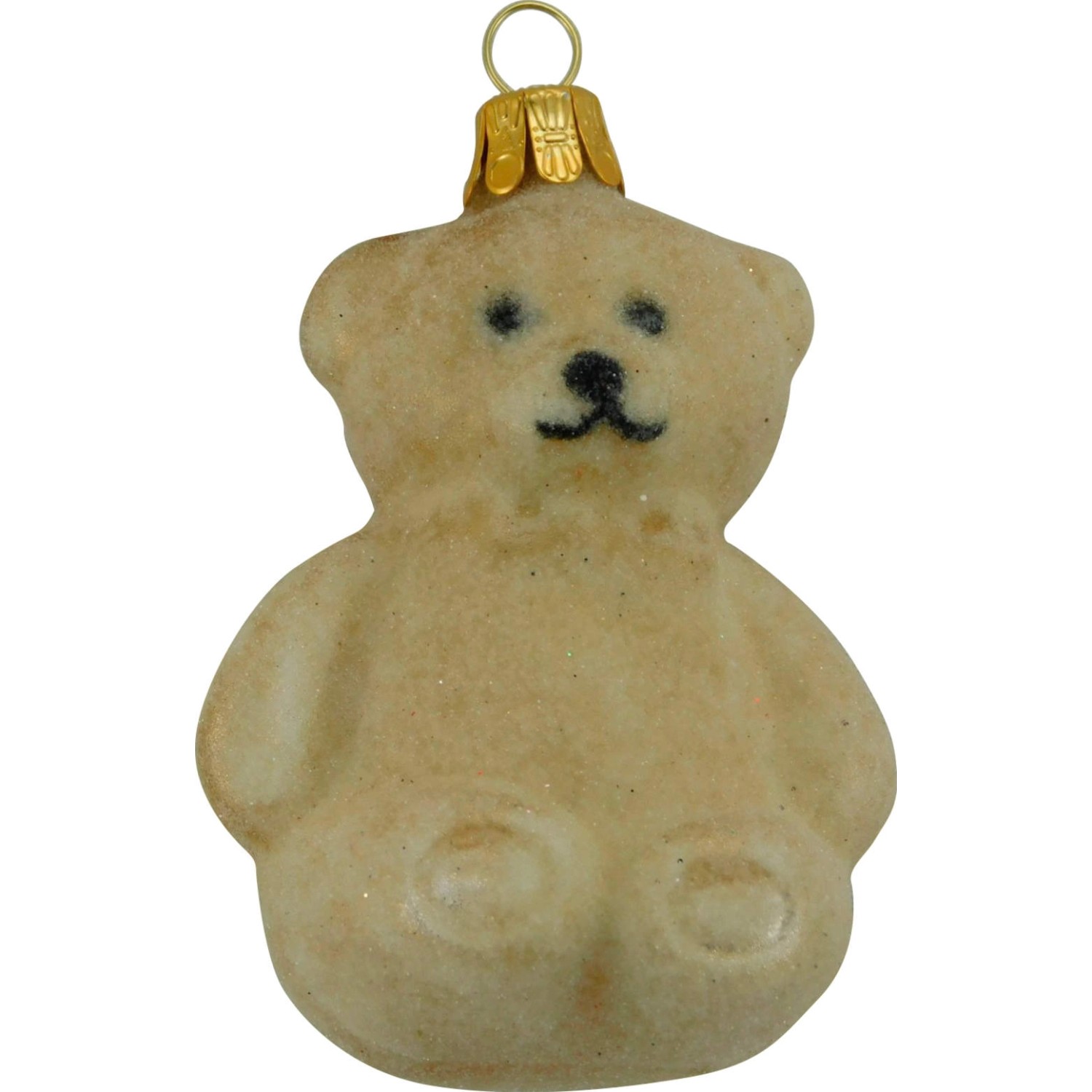 Ornex Vánoční ozdoba skleněný medvídek zlatý, 6,5 cm