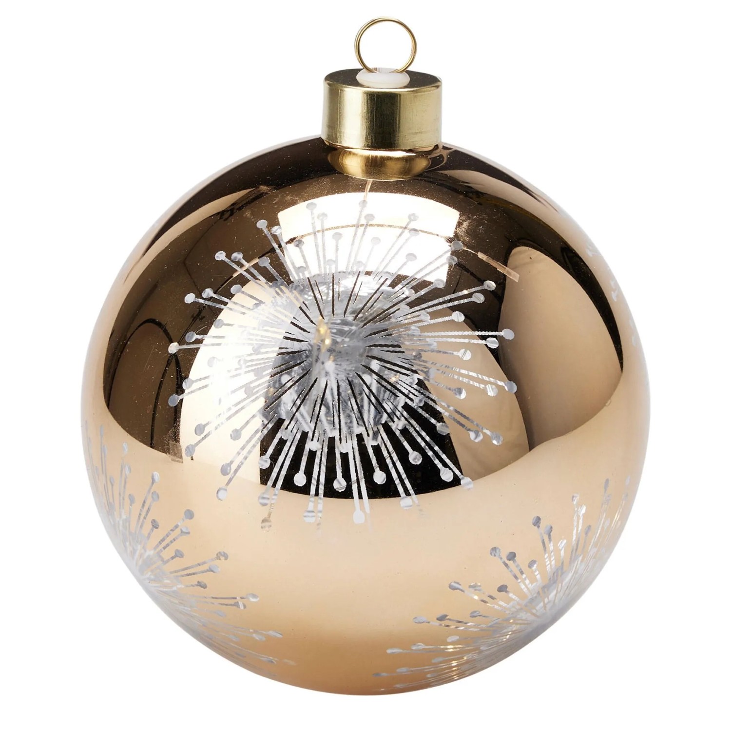 Skleněná LED vánoční baňka s hvězdou, zlatá, 12 cm