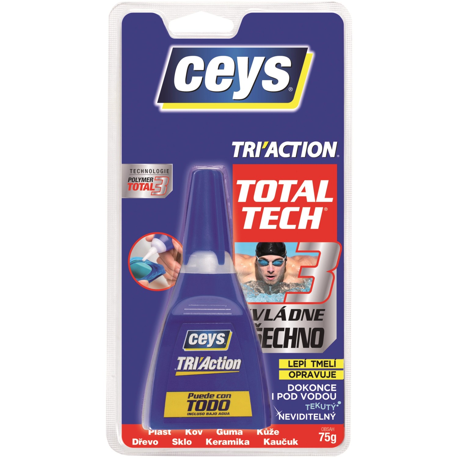 Lepidlo 3v1 Ceys TOTAL TECH Tri'Action 75 g