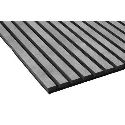 Akustický panel v betonově šedé barvě s černou akustickou plstí na stěny a stropy, délka 240 cm.