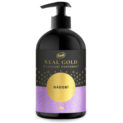 Real Prostředek na nádobí REAL GOLD s luxusní parfemací s pumpičkou 500 g