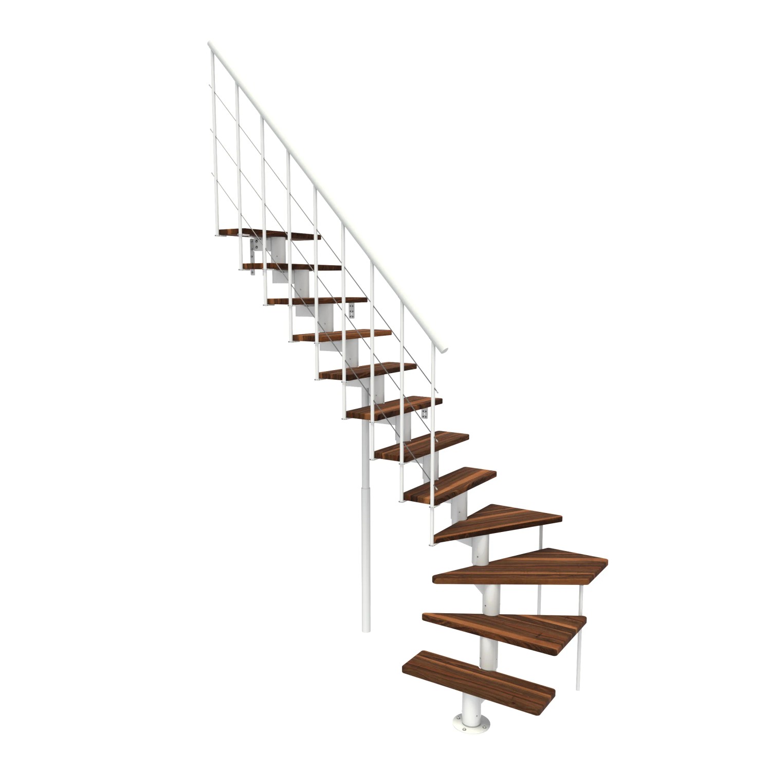 Minka STAIRS Lomené modulové schodiště Comfort Top Turn ořech/bílá, 312 cm