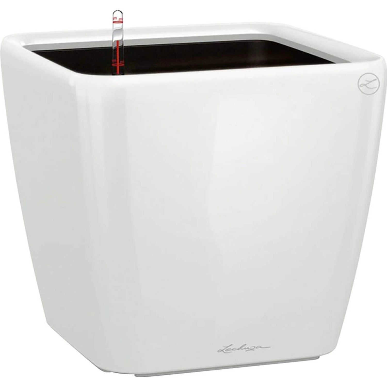 Lechuza Květináč Quadro Premium LS 43, bílá vysoce lesklá, 43 x 43 x 40 cm