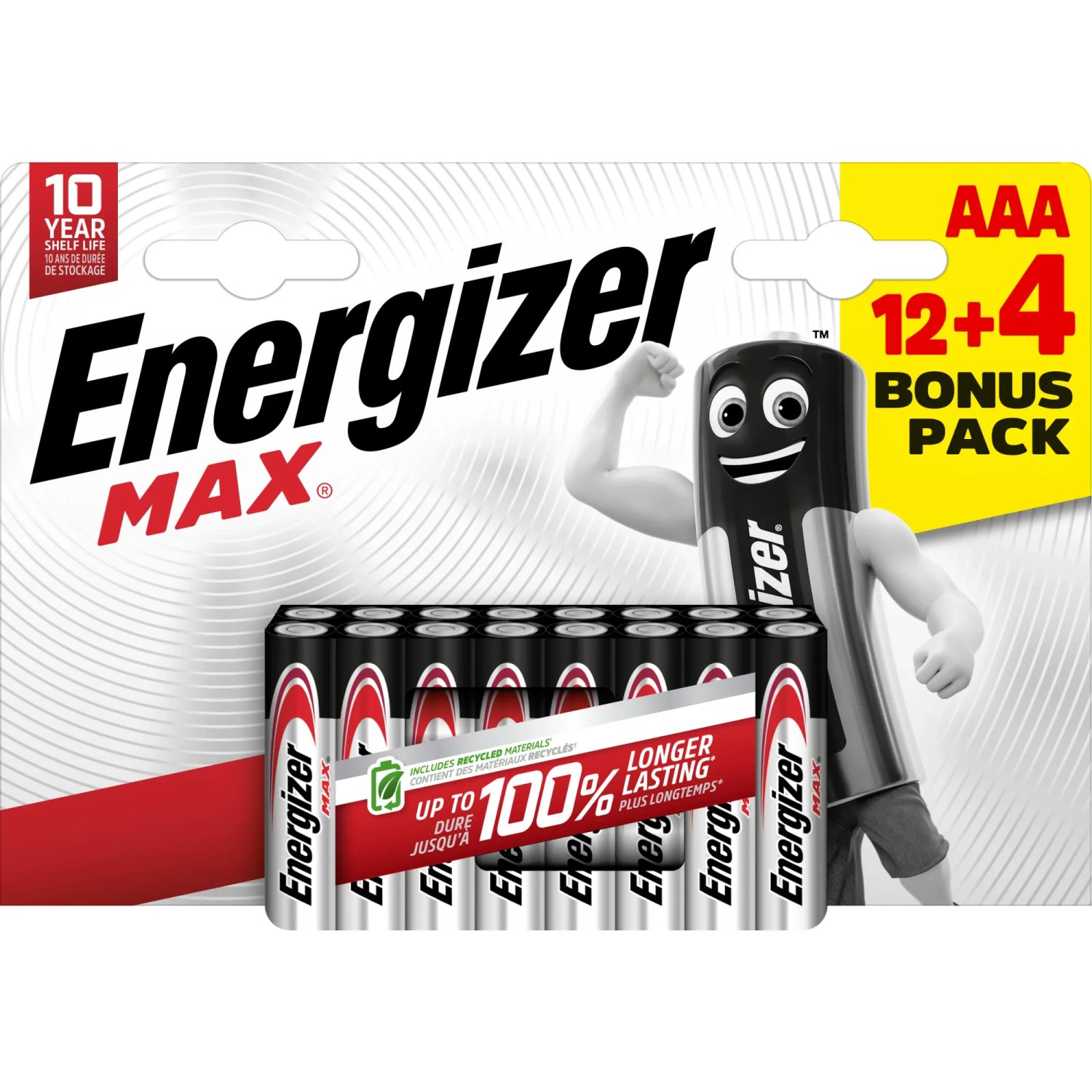 Energizer Alkalické baterie Max AAA 1,5V, 12 + 4 ks