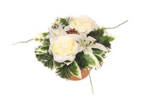 Podzimní dušičková dekorace lilie a růže, 36 x 32 cm