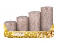 NOHEL GARDEN Adventní svíčky stupňovité rustikální metalické champagne 4 ks