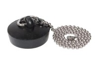 Dřezová zátka průměr 43 mm s řetízkem, černá