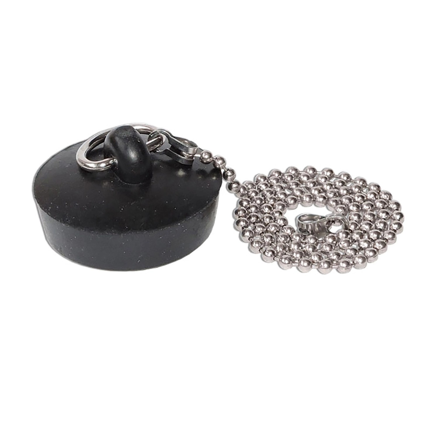 Dřezová zátka průměr 43 mm s řetízkem, černá